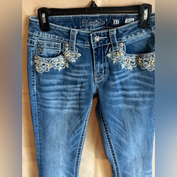 Miss Me Denim Boot Cut Jeans with Embroidered Details - Picture 2 of 6